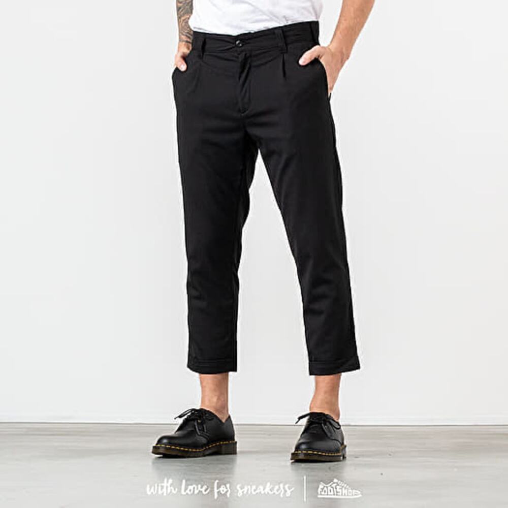 CARHARTT WIP TAYLOR PANT Pleated Black Rolled Hem Size 33 Classic Streetwear